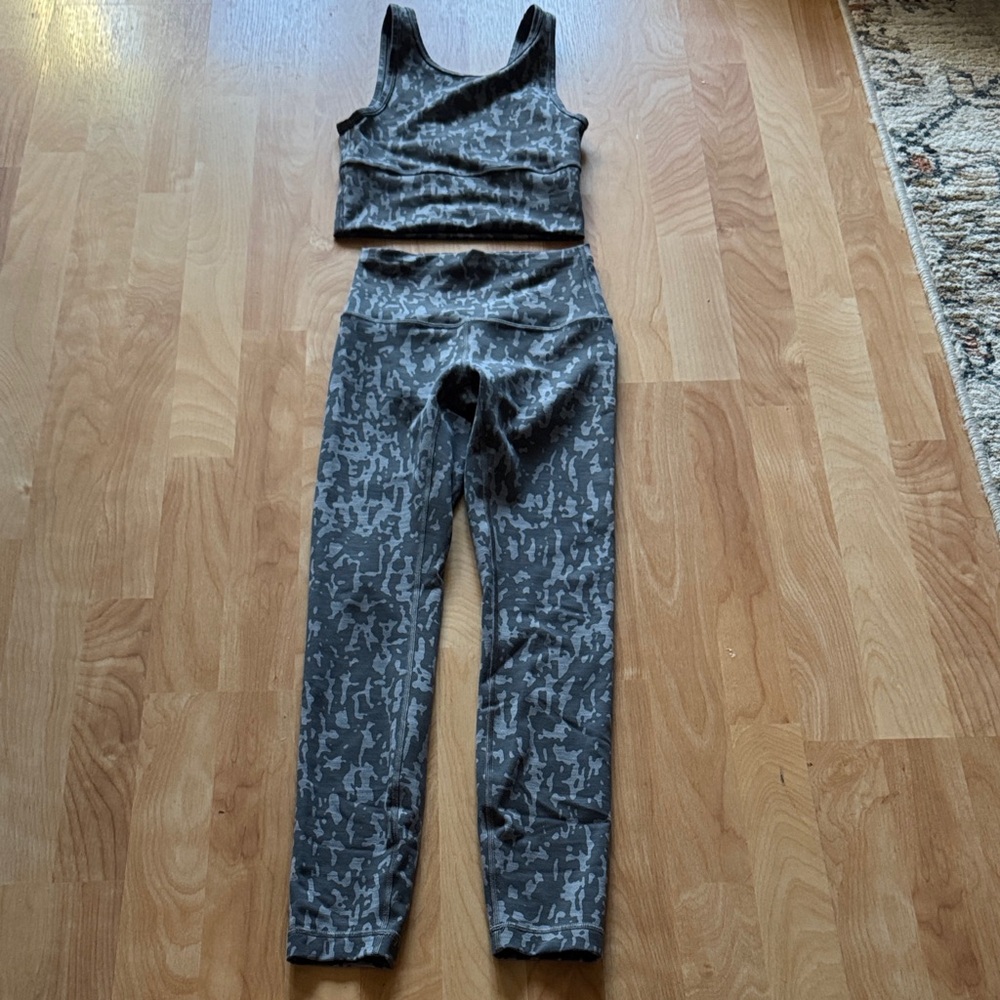 Lululemon Gray Camouflage Women's workout set size 2